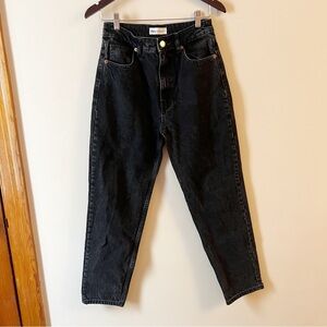 Zara High Rise Black Straight Leg Mom Jeans Size 6 Zip Fly Five pocket Denim